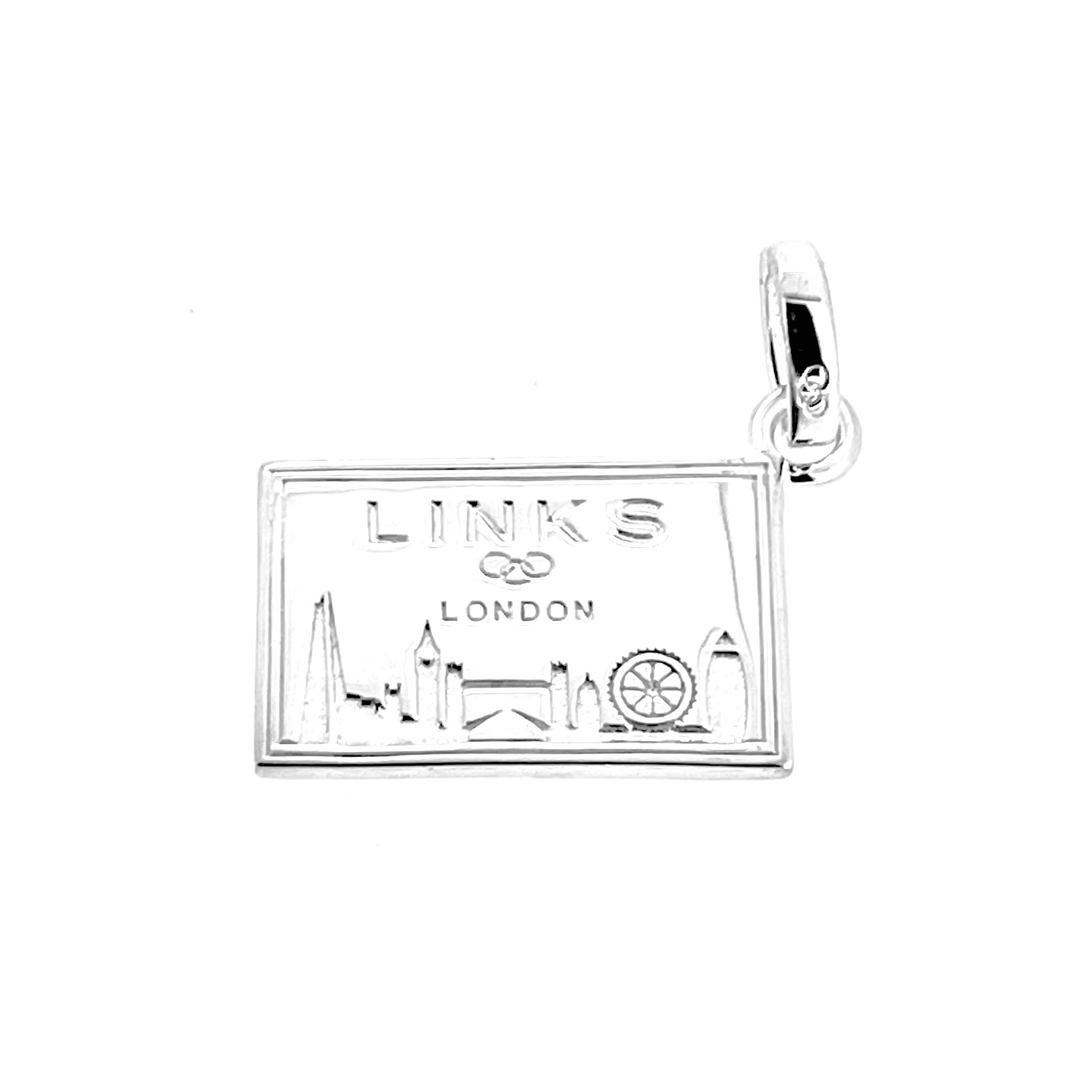 Links of London sterling silver postcard charm front view