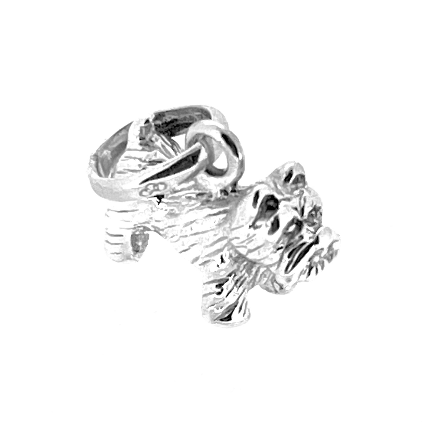 Three-dimensional sterling silver Westie Dog Charm detail