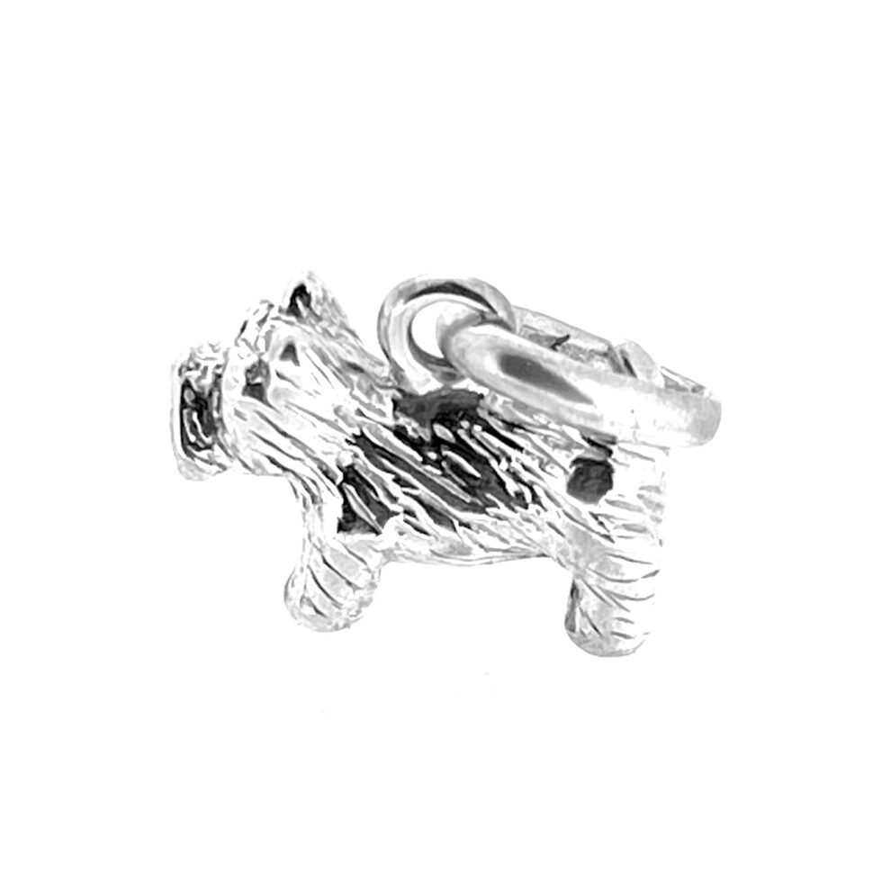 Polished silver Westie Dog Charm side profile view