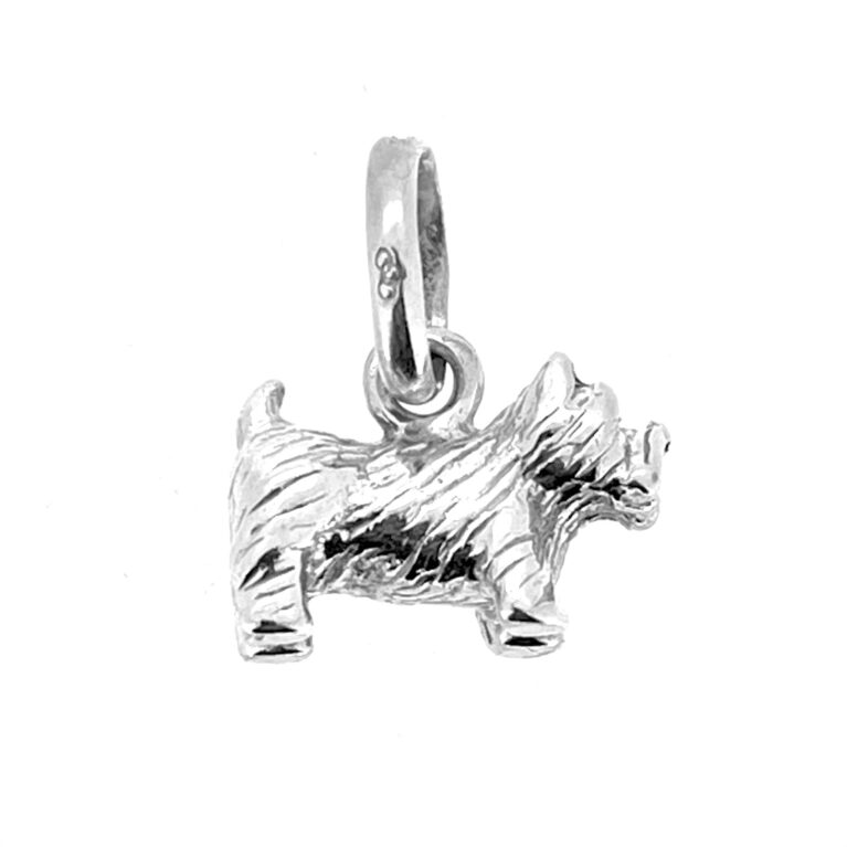 Side view of sterling silver Westie Dog Charm