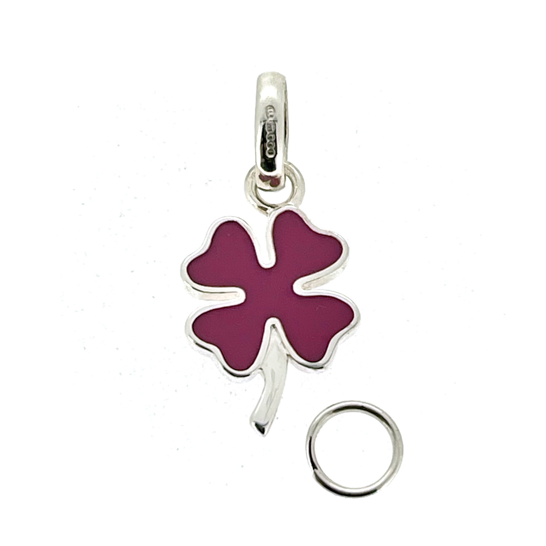Vintage 2010 Links of London Four-Leaf Clover Charm – Sterling Silver & Pink Enamel