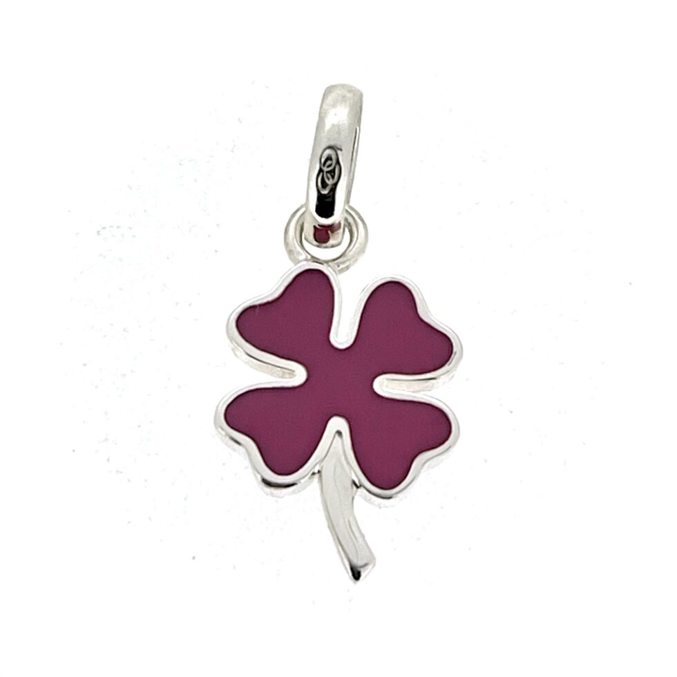Vintage 2010 Links of London Four-Leaf Clover Charm – Sterling Silver & Pink Enamel