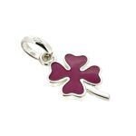 Close-up of clover enamel inlay and silver edge