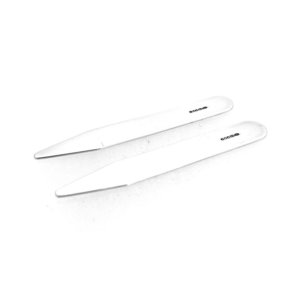Pair of solid 925 silver collar stiffeners, 2005 hallmarks visible