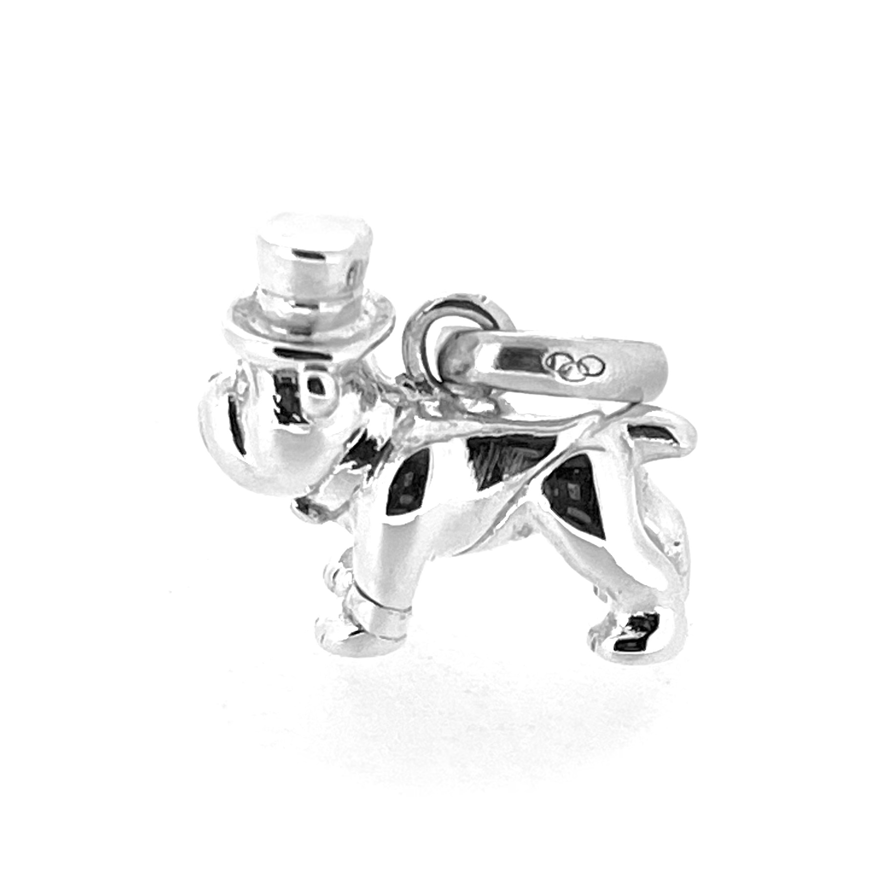 Vintage Links of London bulldog charm photographed upright