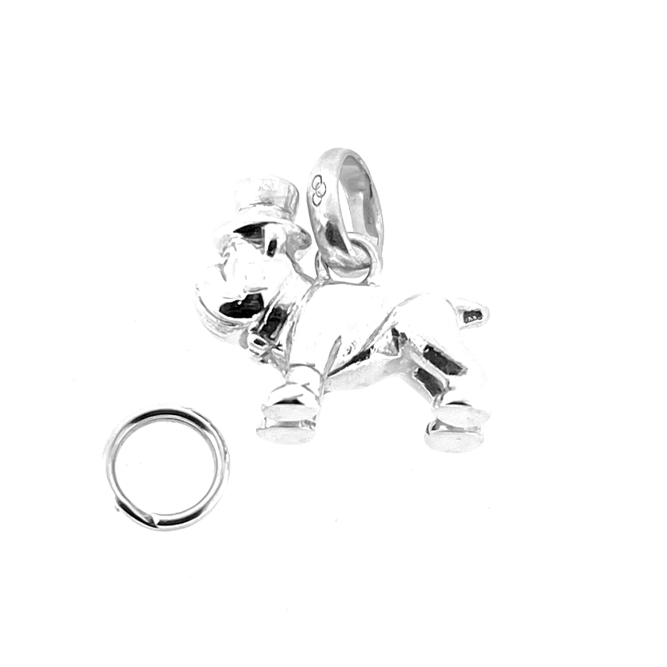 Vintage 2010 Links of London bulldog in top hat charm close-up