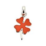 Vintage 2010 Links of London Four Leaf Clover Charm orange enamel front view