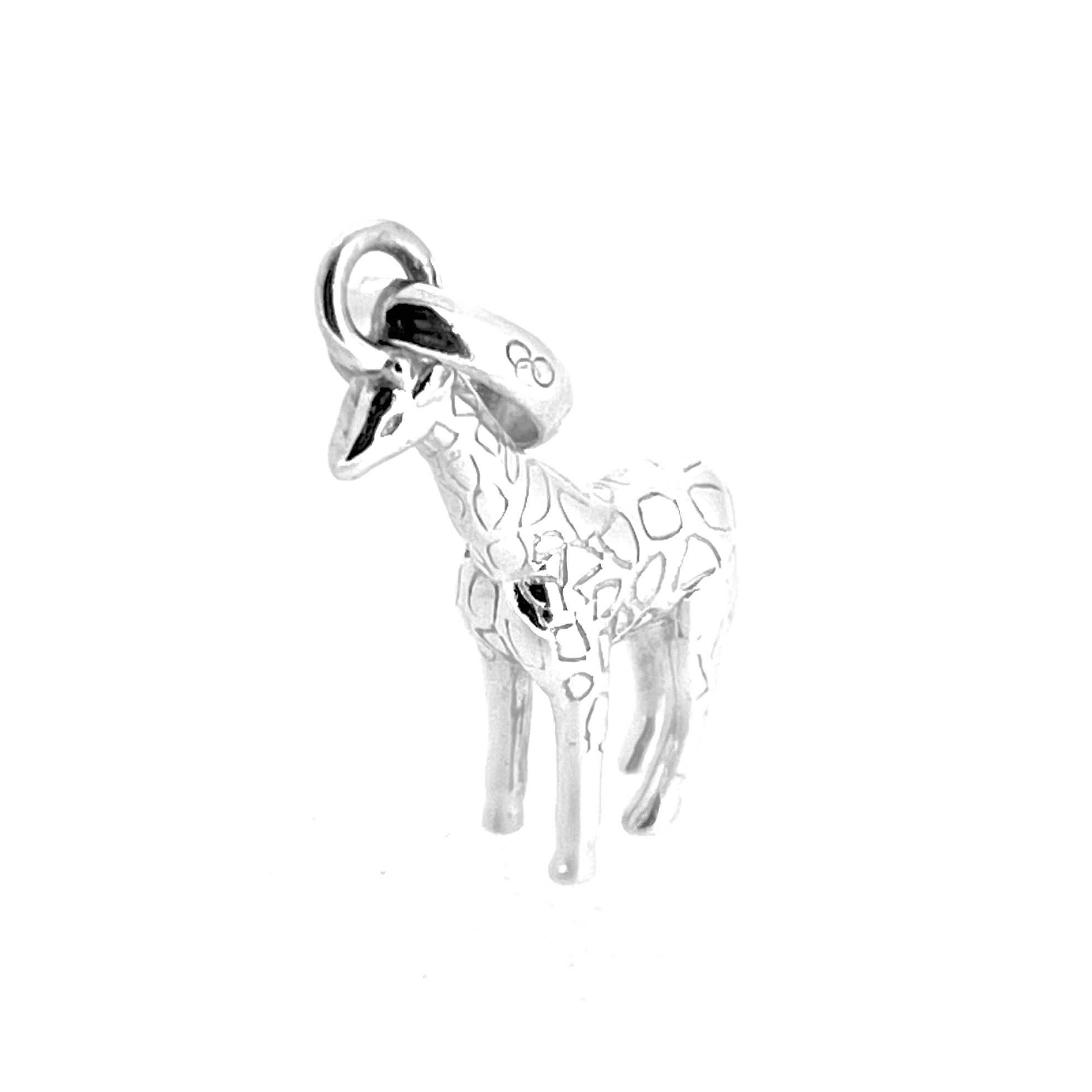 Side profile of sterling silver giraffe charm with 2011 hallmark