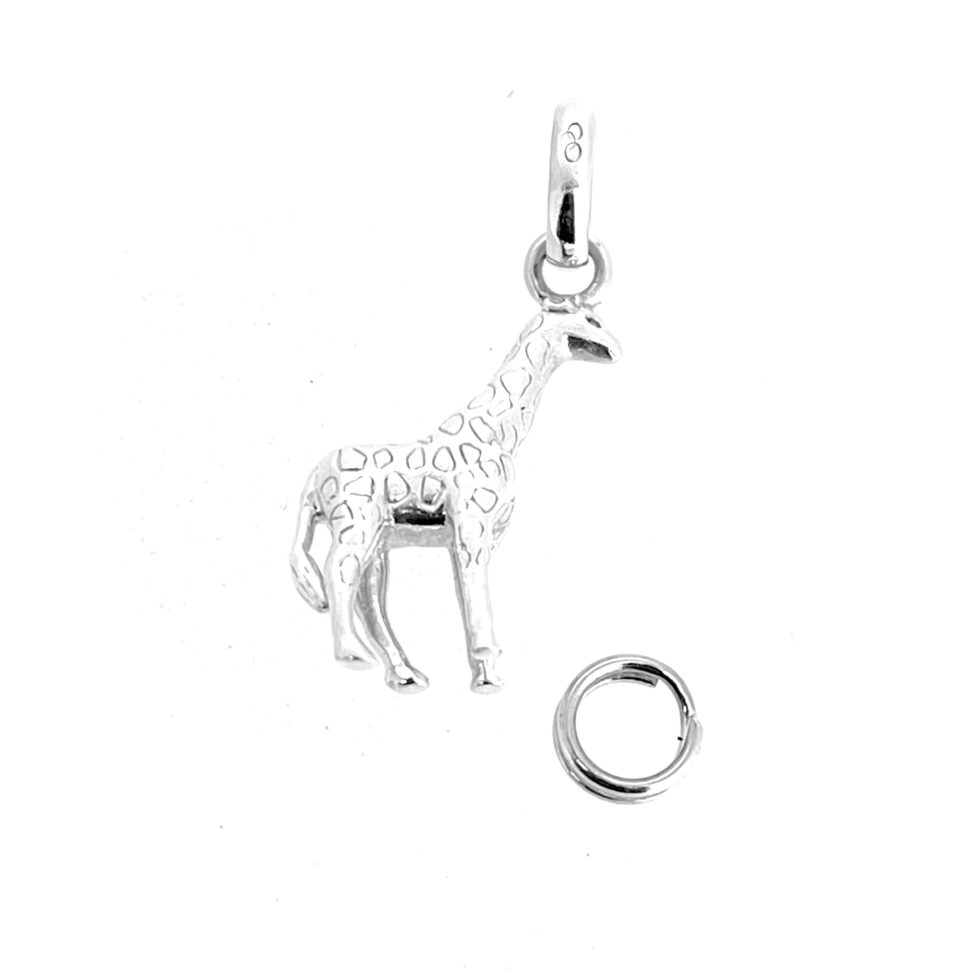 Vintage Links of London sterling silver giraffe charm photographed upright