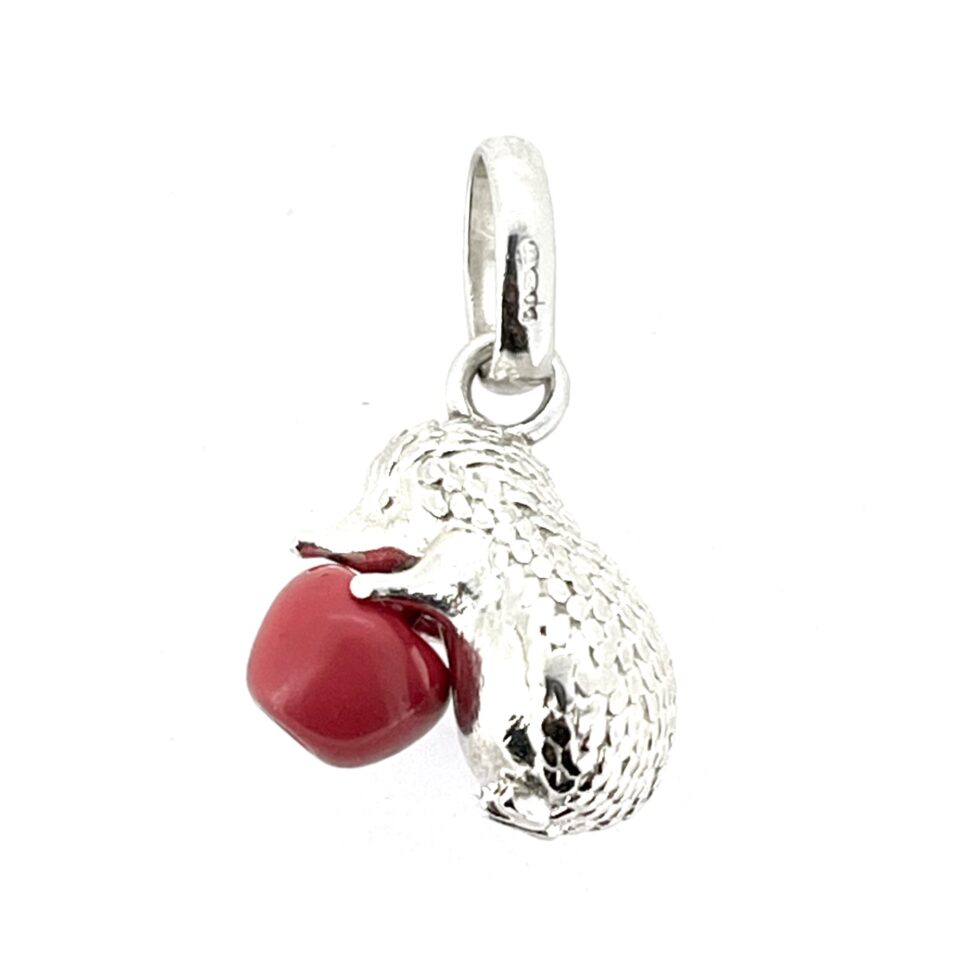 Vintage Links of London Hedgehog Charm with Red Enamel Apple