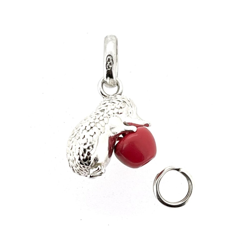 Vintage Links of London Hedgehog Charm with Red Enamel Apple