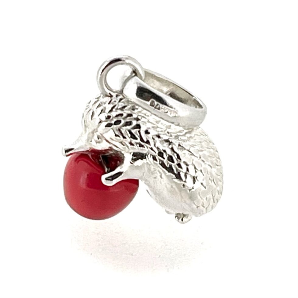 Vintage Links of London Hedgehog Charm with Red Enamel Apple