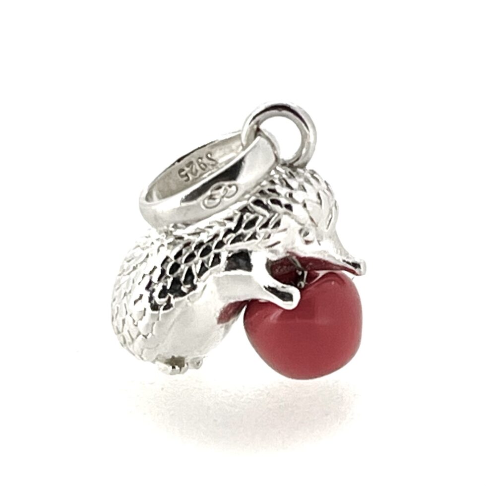 Vintage Links of London Hedgehog Charm with Red Enamel Apple