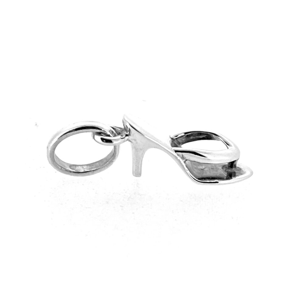 Kitten heel mule sandal charm side angle photograph