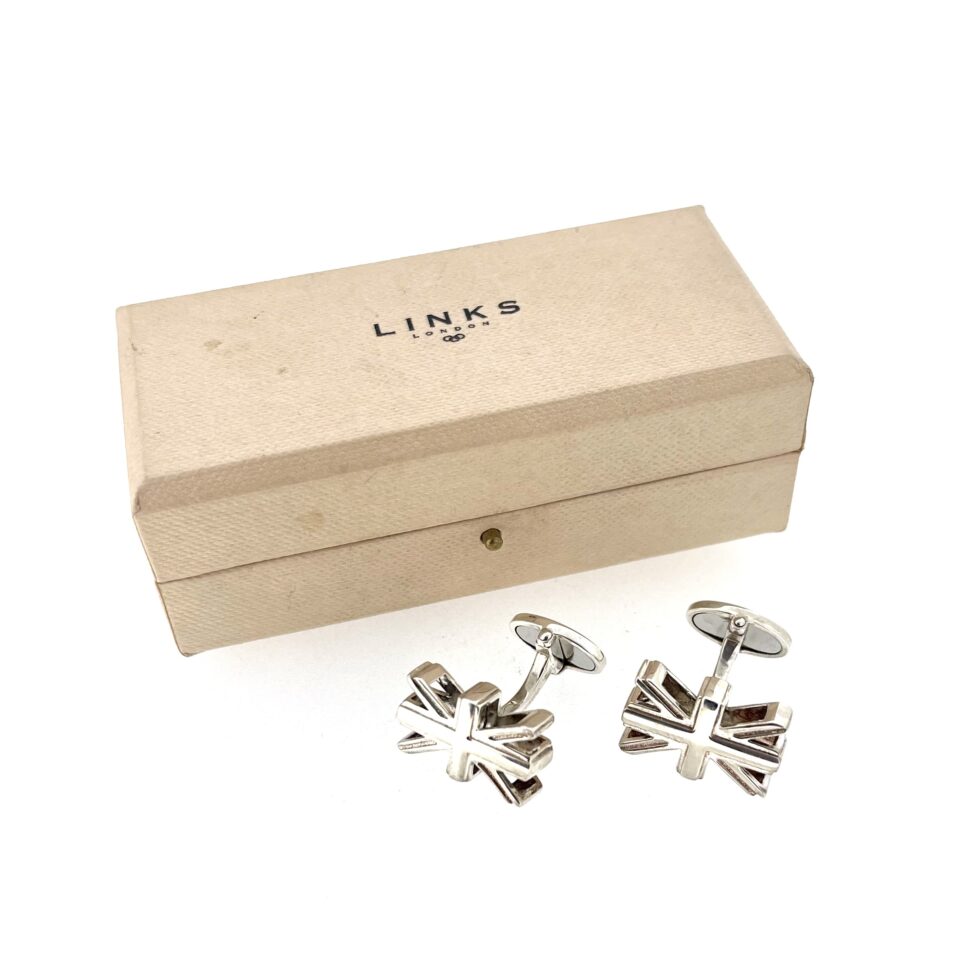 Vintage Links of London Olympic cufflinks on display