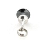 Silver and hematite dome charm photographed flat