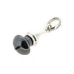 Hematite dome pendant charm with sterling silver mount