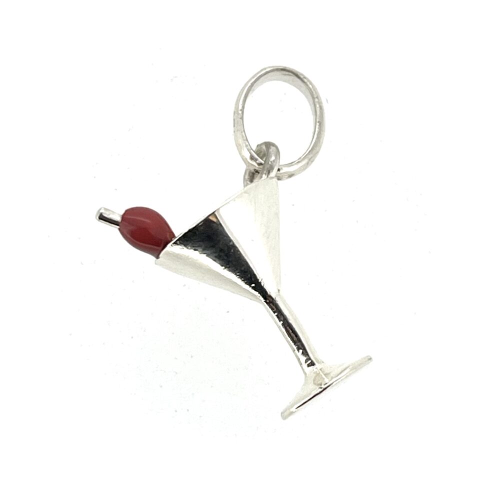 Vintage Links of London Sterling Silver Cocktail Glass Charm with Cherry