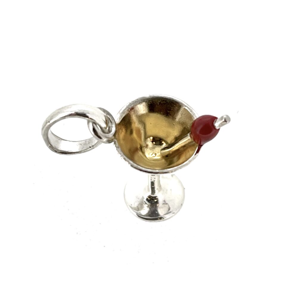 Vintage Links of London Sterling Silver Cocktail Glass Charm with Cherry