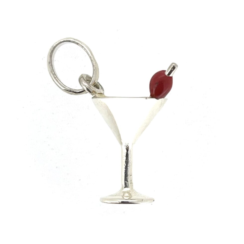Vintage Links of London Sterling Silver Cocktail Glass Charm with Cherry