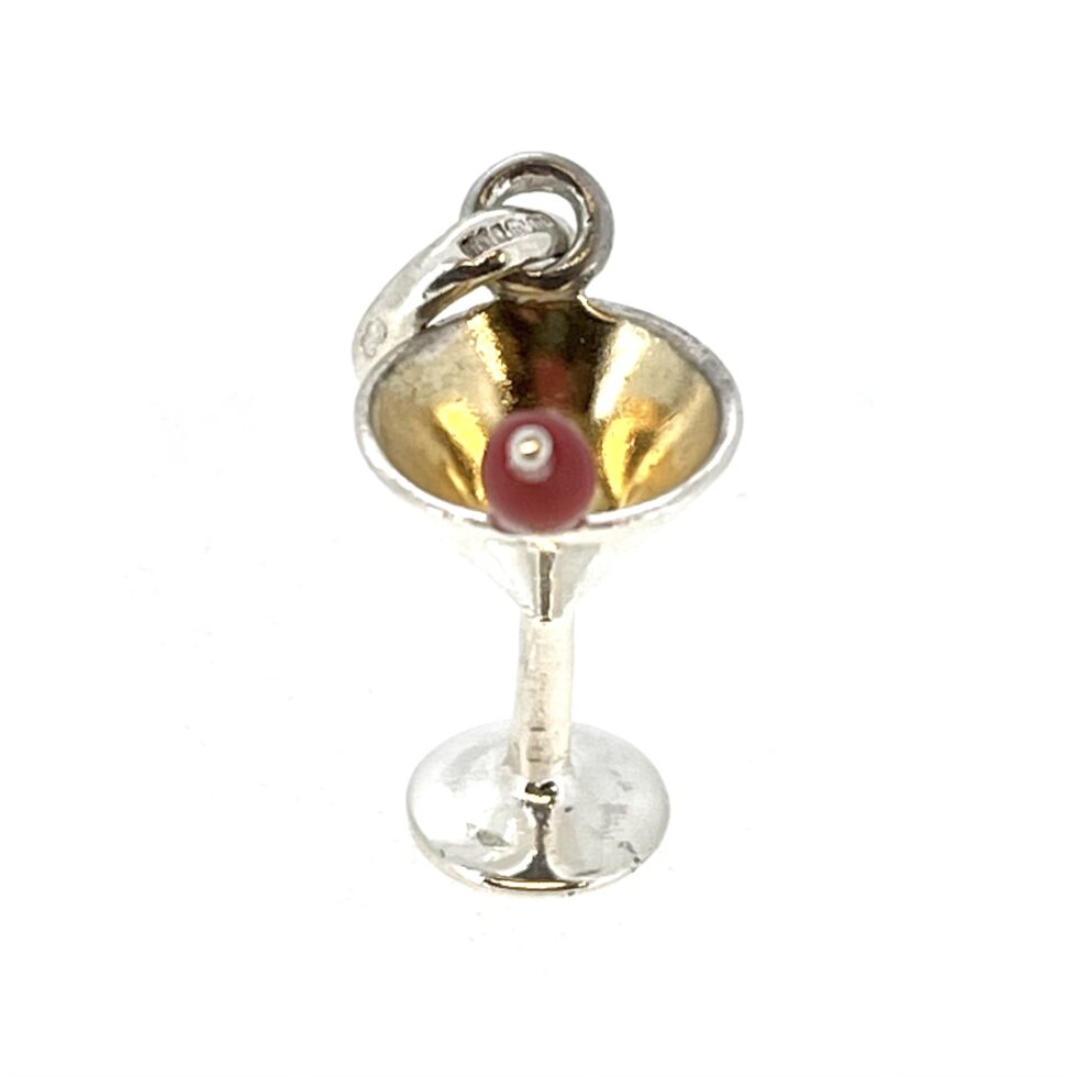 Vintage Links of London Sterling Silver Cocktail Glass Charm with Cherry