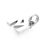 Vintage silver M charm with bold block font.