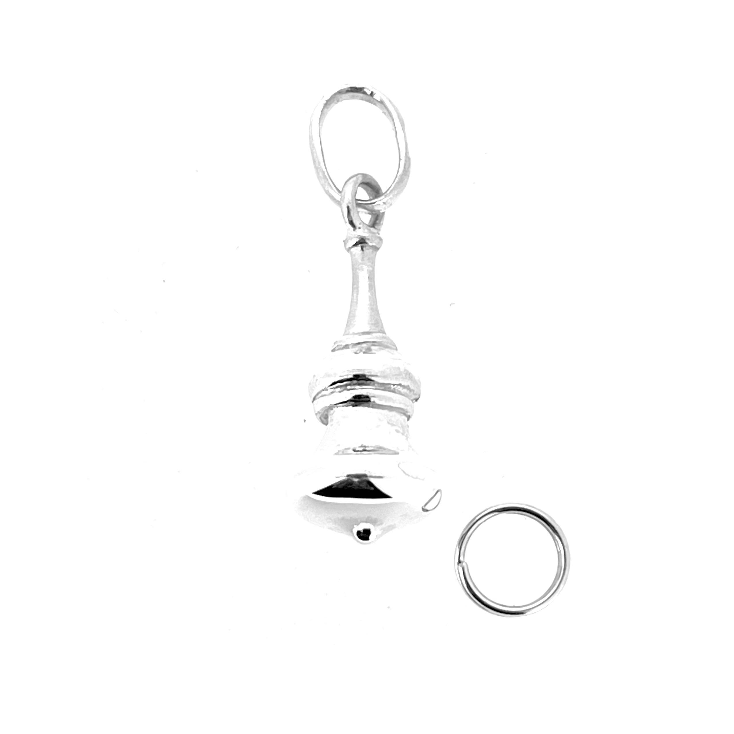 Silver dome charm displayed with Sweetie split ring detail.