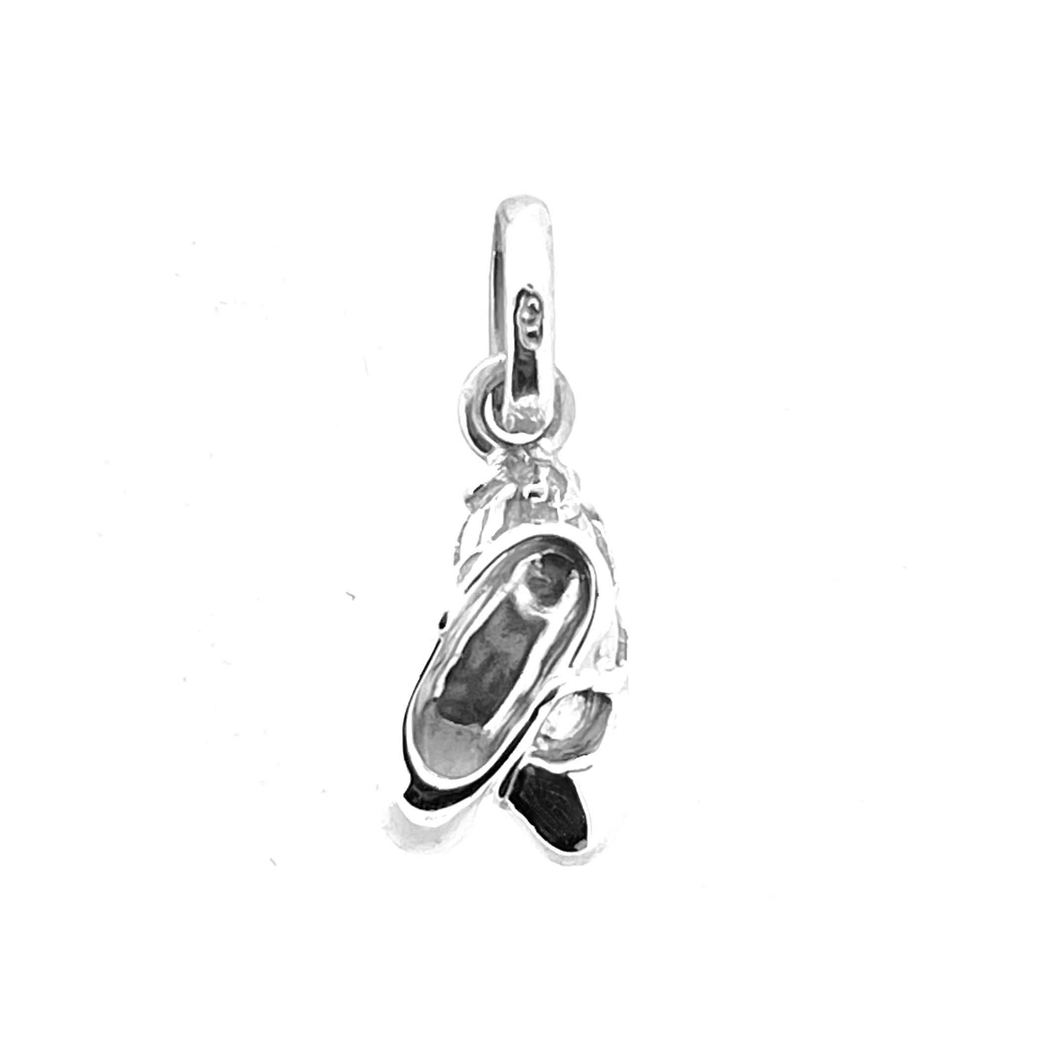 Vintage Links of London ballet shoes charm in sterling silver.