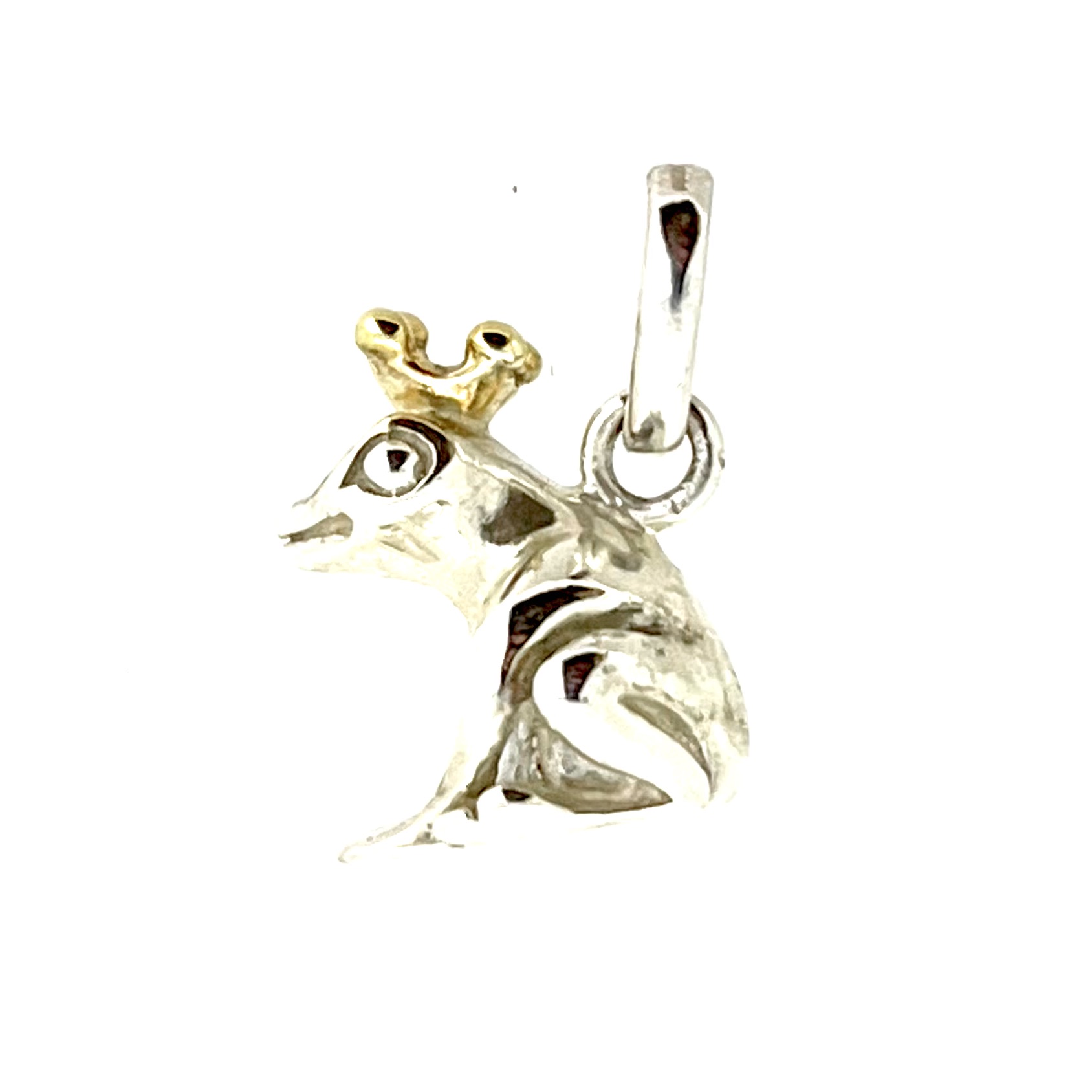 Frog Prince Charm back view showing polished silver finish