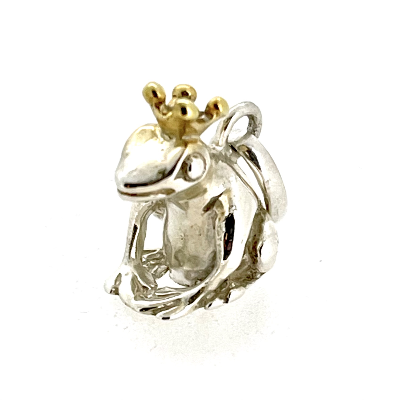 Frog Prince Charm size comparison next to standard bail