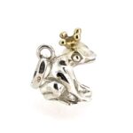 Frog Prince Charm with detailed 18ct gold vermeil crown top view