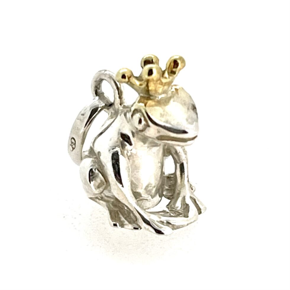 Vintage Links of London fairytale charm Frog Prince angled display