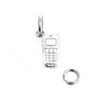 Mobile phone charm showing keypad and screen details in silver