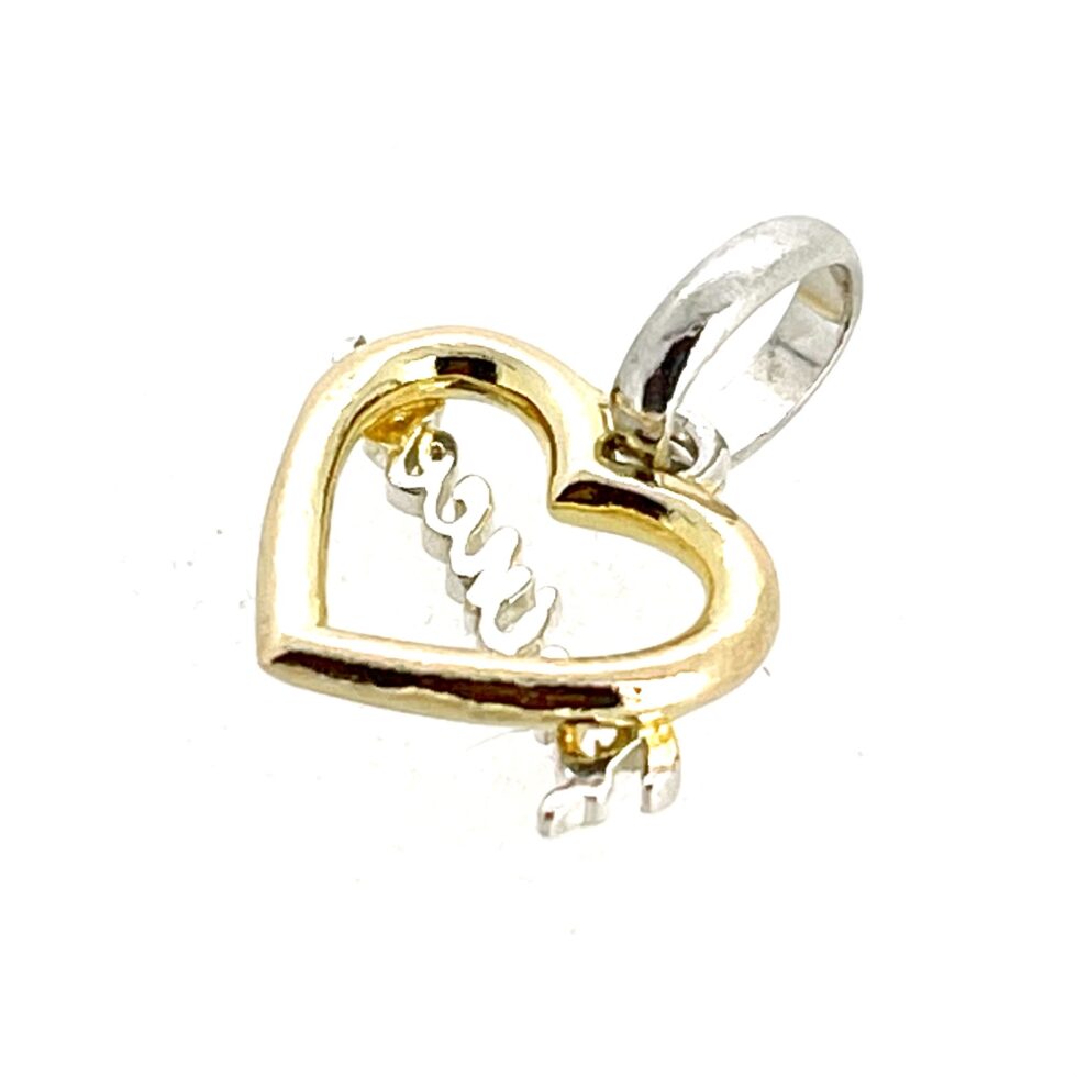 Vintage Links of London Princess Heart Charm front view sterling silver and vermeil