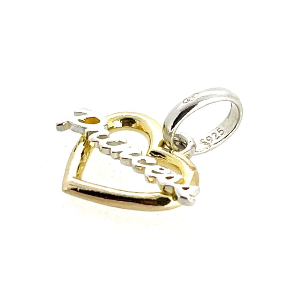 Side view of Links of London Princess Heart Charm showing bail and detail