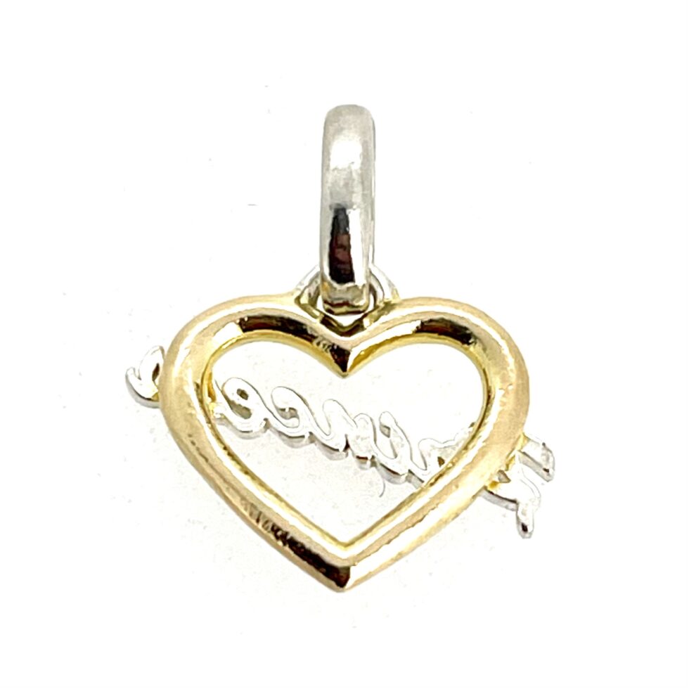 Vintage two-tone Princess Heart Charm cleaned and polished