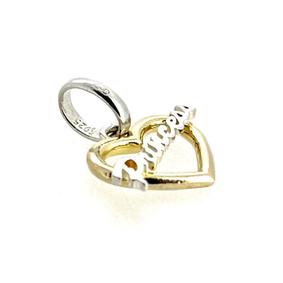 Polished vintage Princess Heart Charm ready for Sweetie bracelet