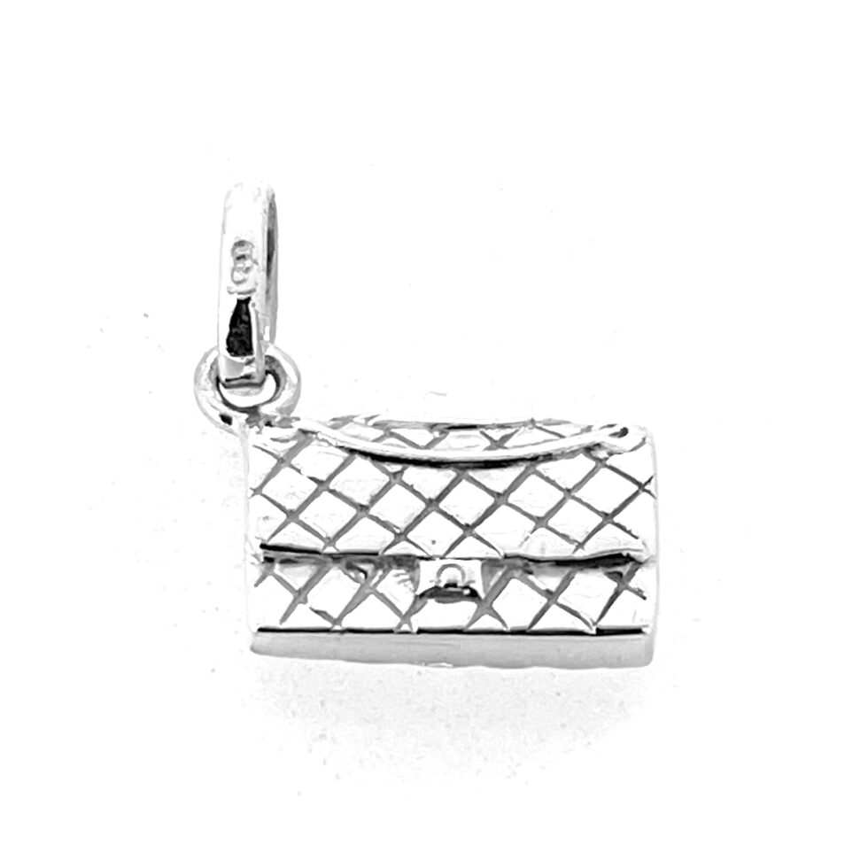 Vintage Links of London Quilted Flap Bag Charm front view sterling silver 2011