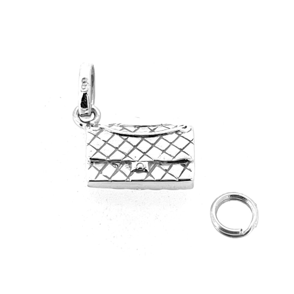 Sterling silver handbag charm by Links of London with quilted design
