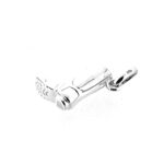 Sterling silver wellie boot charm laid flat on white background.