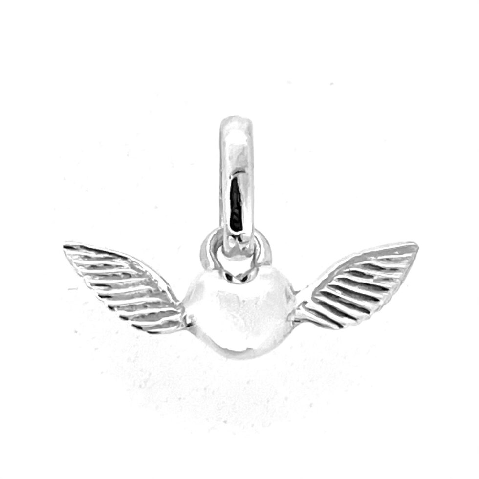 Silver Winged Heart Charm compatible with Sweetie Bracelet