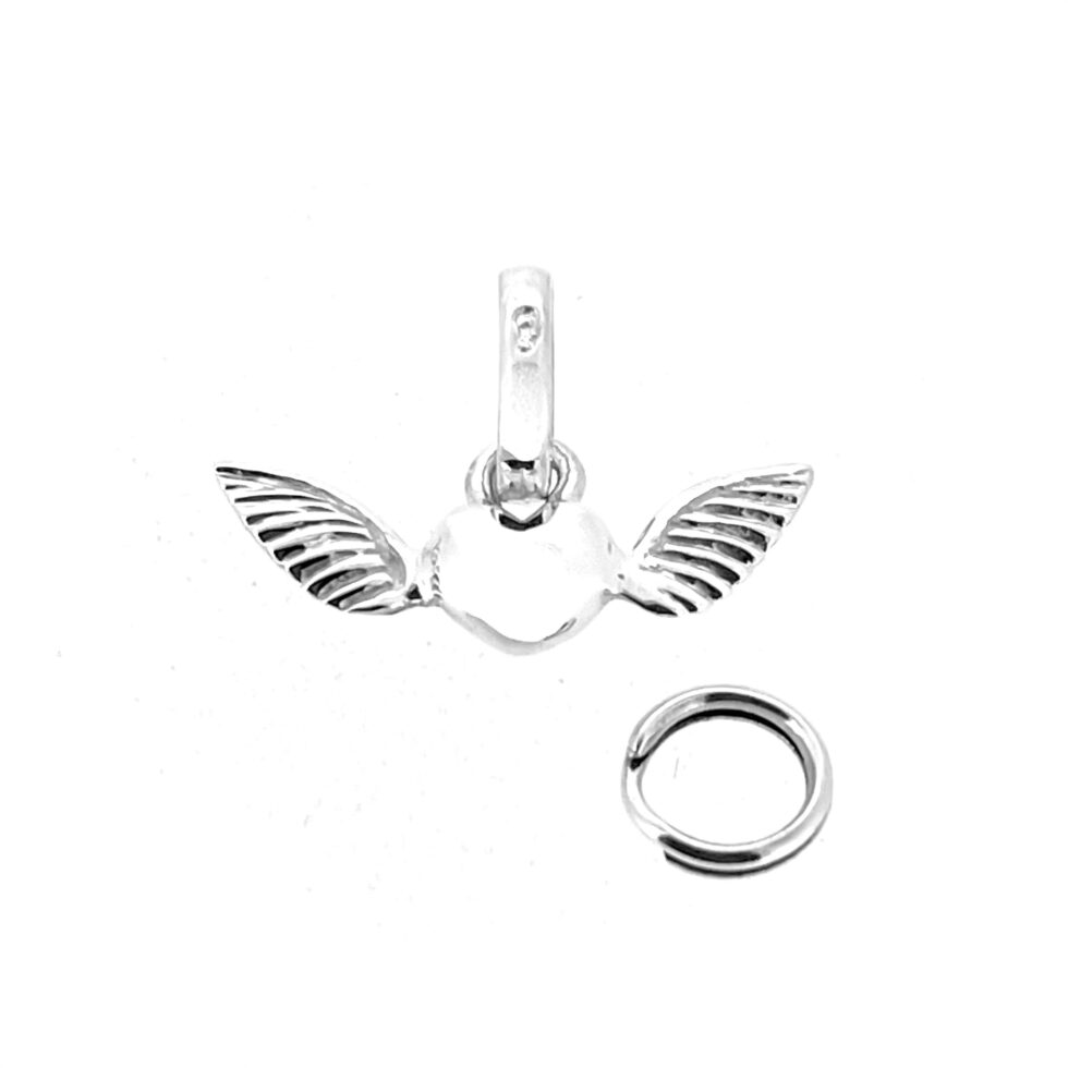 Restored Links of London Winged Heart Charm polished silver finish