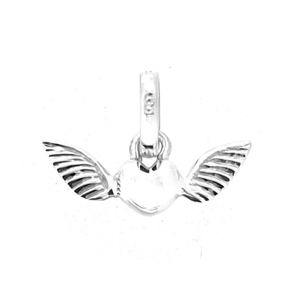 Vintage Links of London Winged Heart Charm sterling silver front view