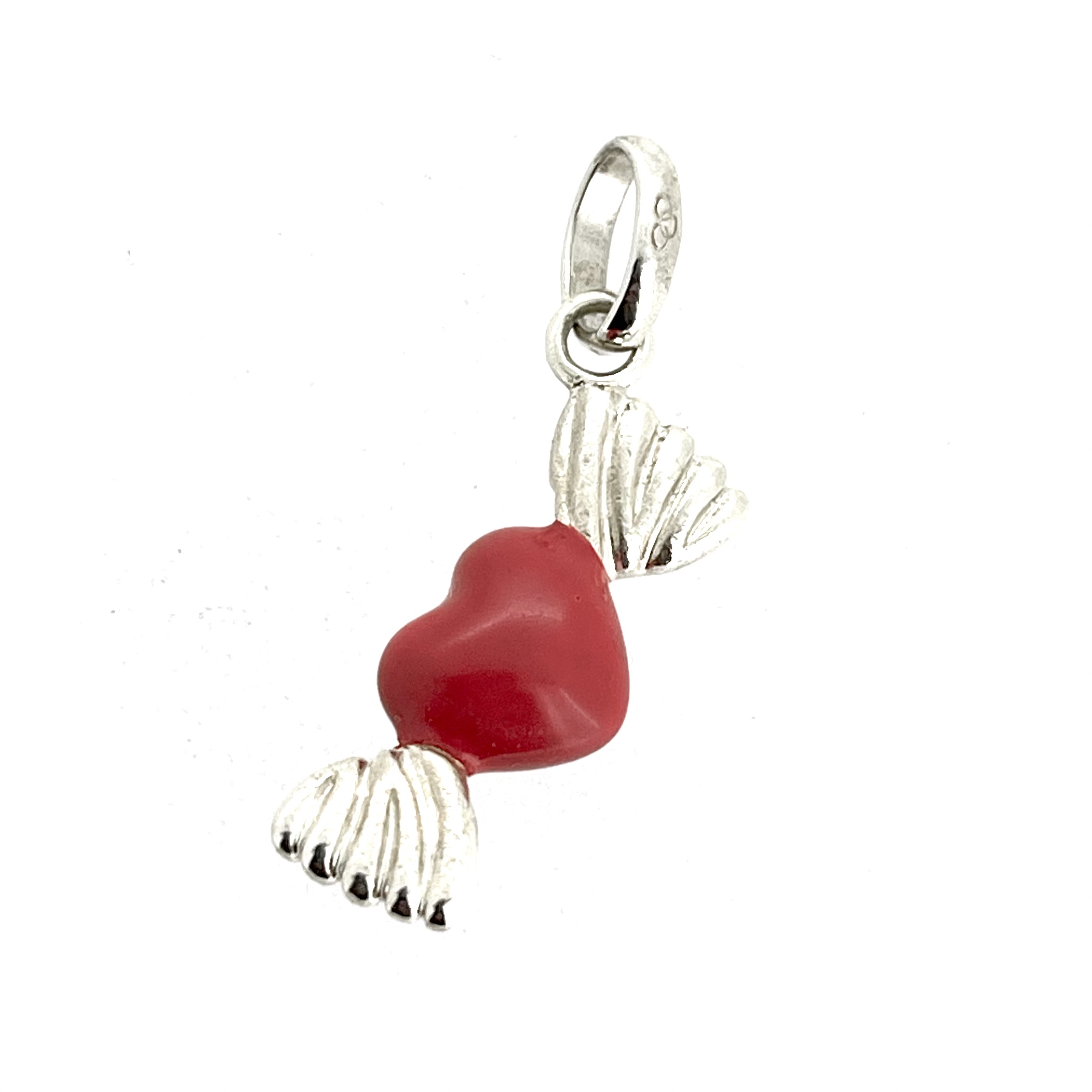 Enamel and silver Sweetheart Charm with three-ring logo on bail.