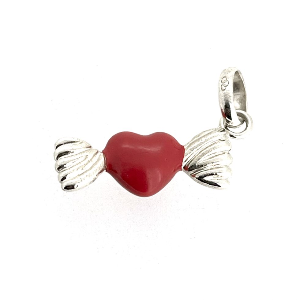 Red enamel Sweetheart Charm shown with oval Links of London bail.