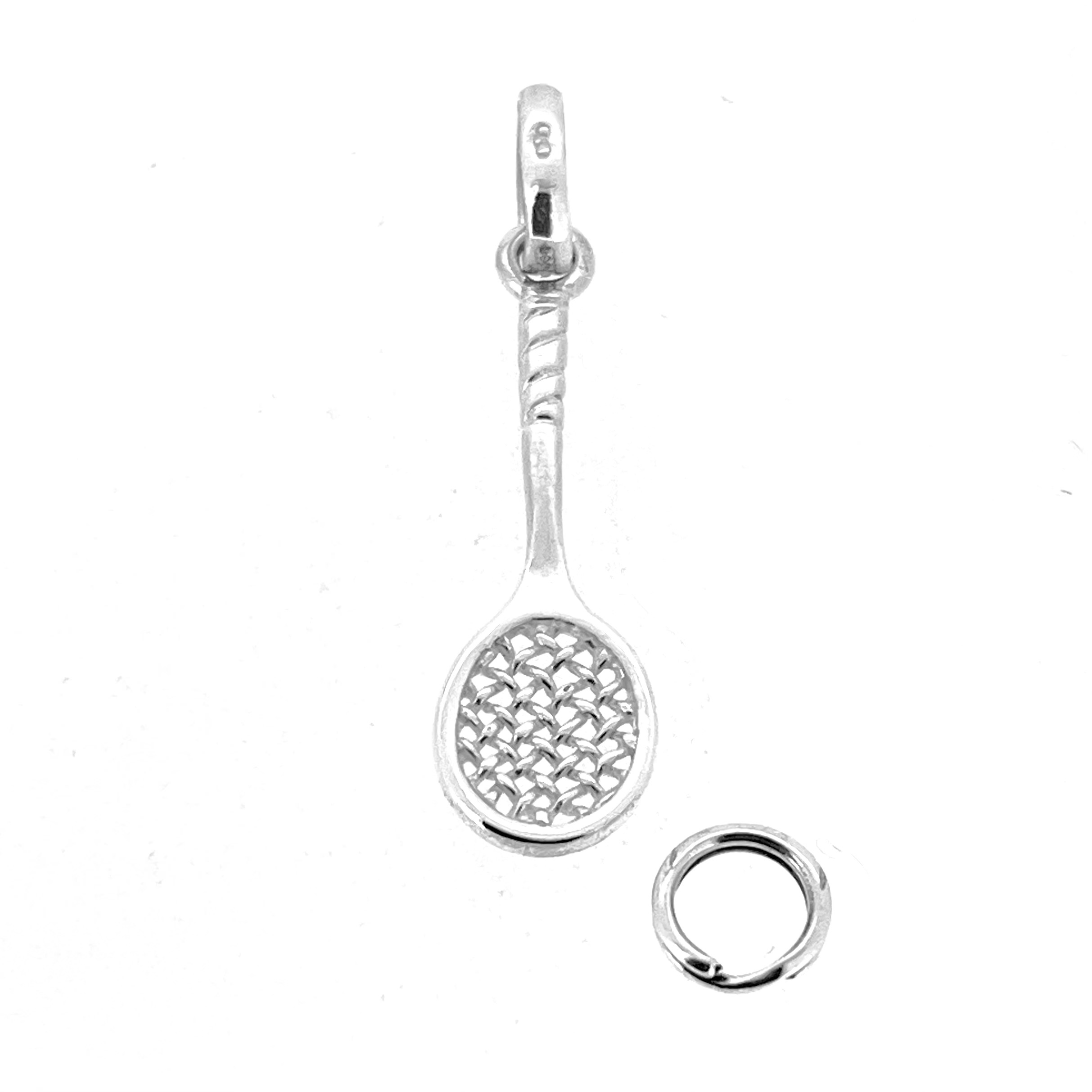 Links of London tennis racket charm with twisted handle design