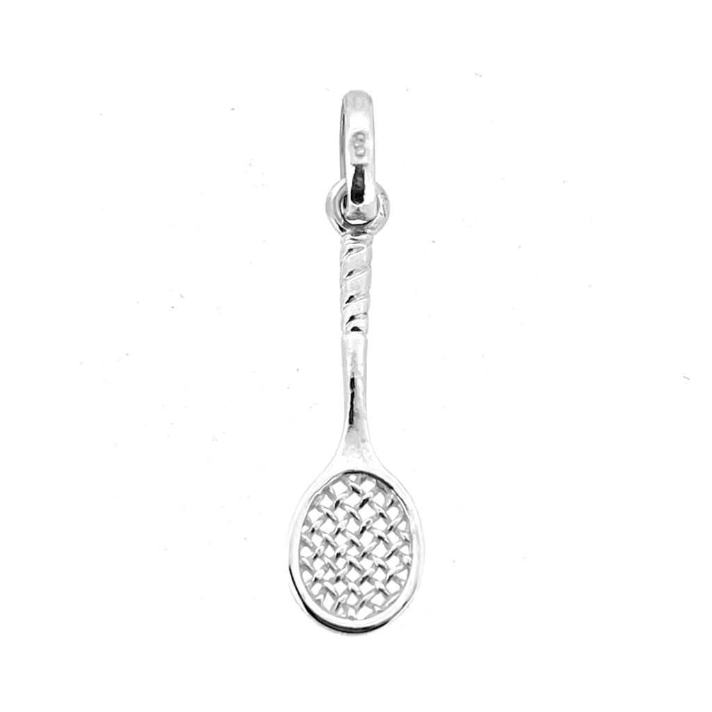 Vintage 2009 Links of London sterling silver tennis racket charm front view