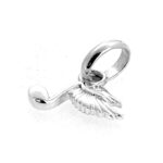 Side view of Winged Musical Note Charm in sterling silver.