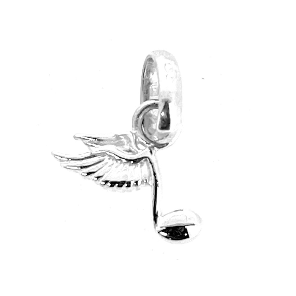 Sterling silver winged note charm with 2011 hallmark.