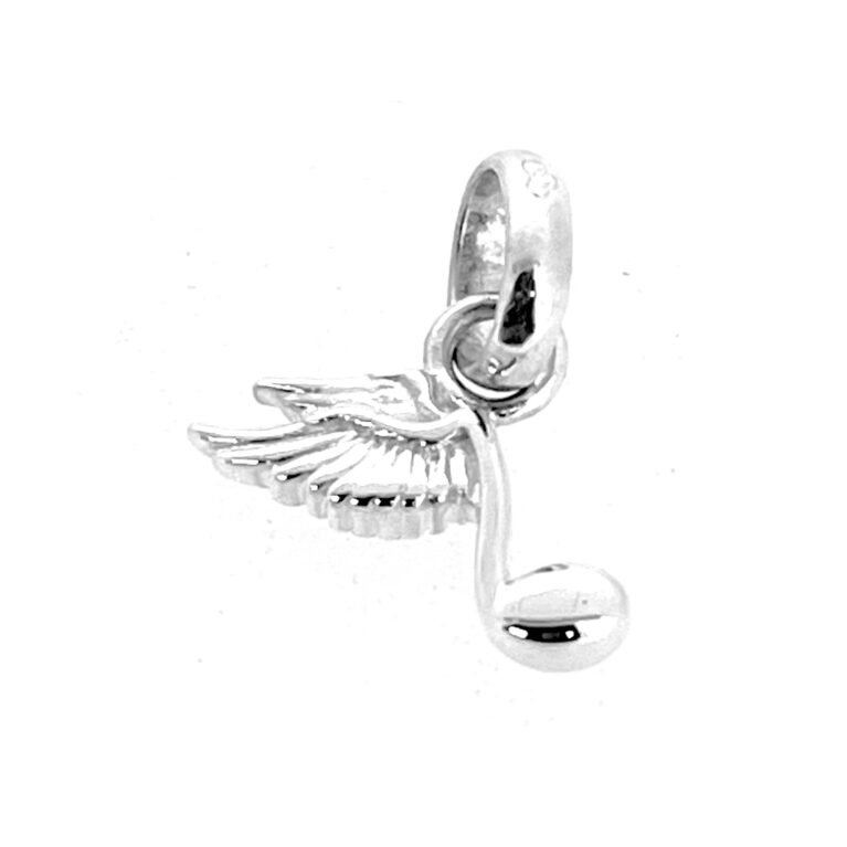Vintage Links of London Winged Musical Note Charm front view.